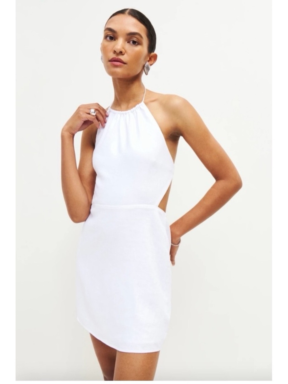 REFORMATION White Linen Mabli Dress